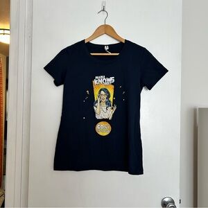 Black Graphic T-Shirt with Cartoon Print